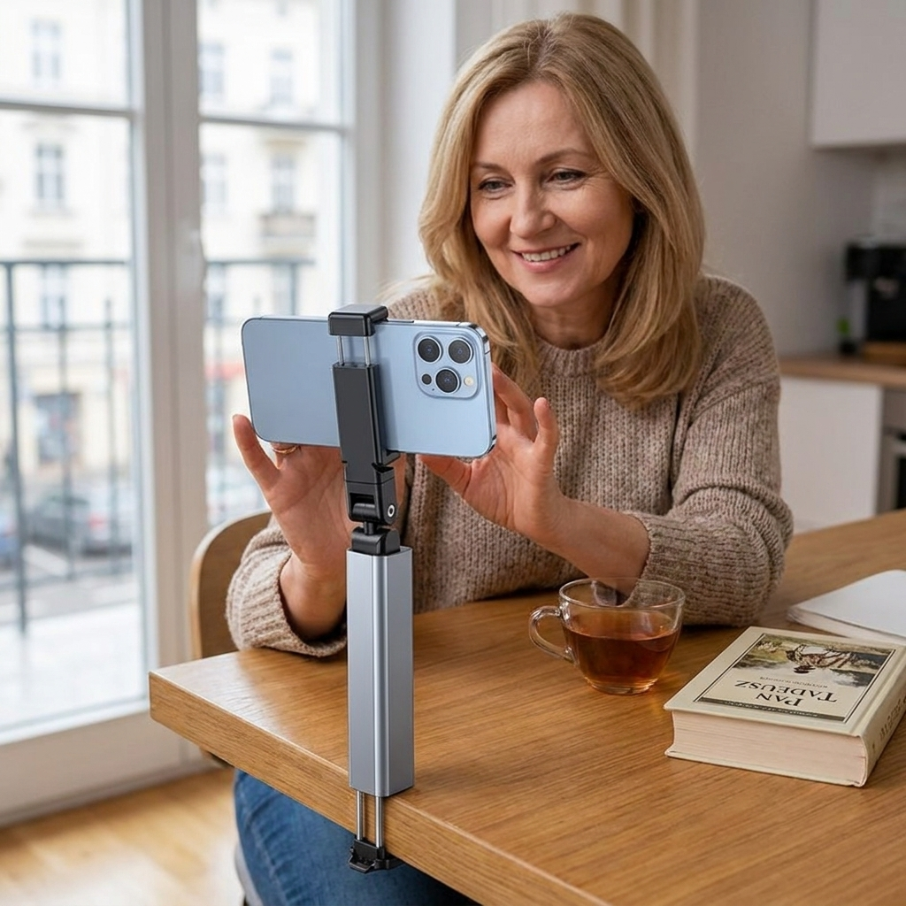 Uchwyt na Telefon Podróżny – Składany i Regulowany Stojak do Wygodnego Użytkowania w Podróży