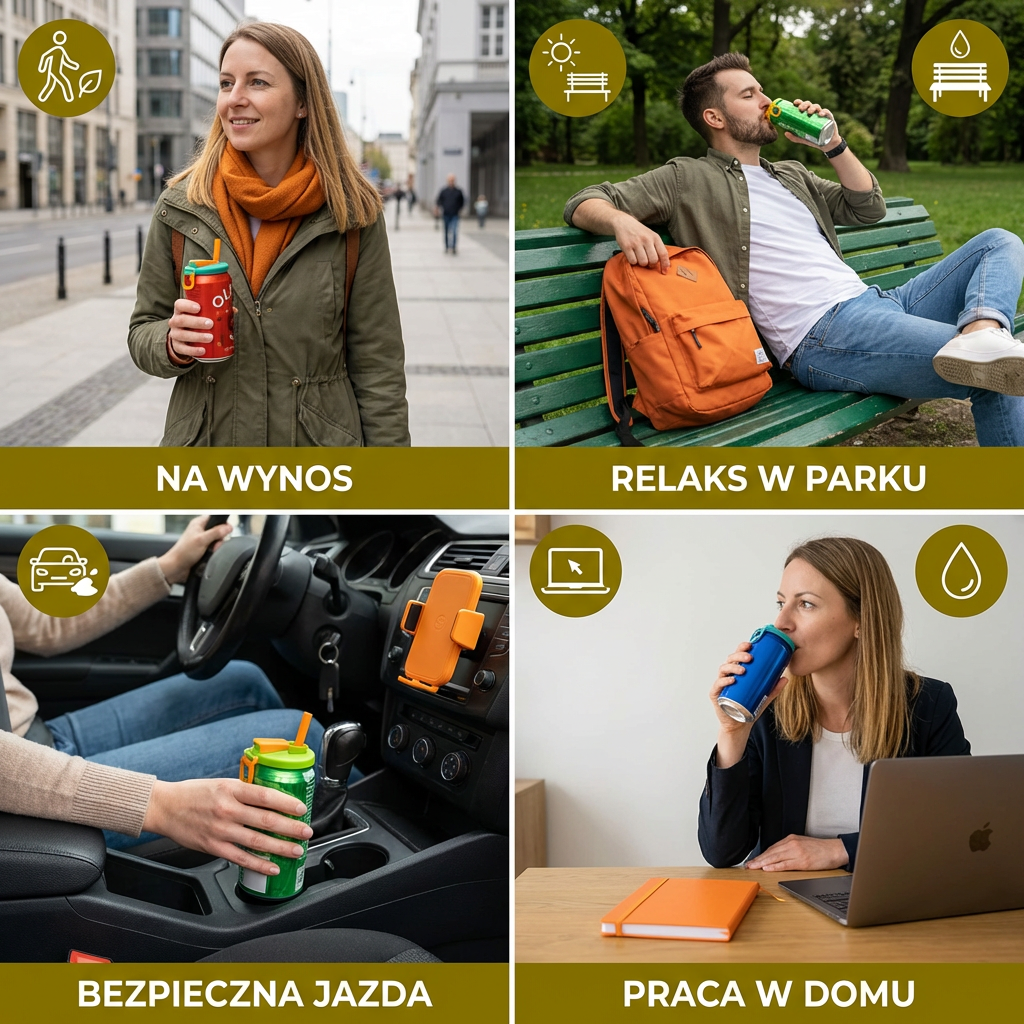 2-w-1 wielokrotnego użytku silikonowe zamknięcie do puszek ze słomkami – szczelna pokrywka na napoje na wynos (zestaw 2 sztuk)