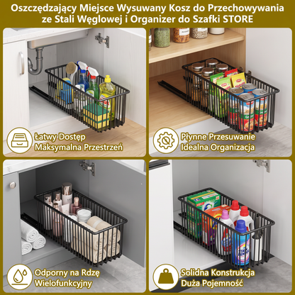 Oszczędzający Miejsce Wysuwany Kosz do Przechowywania ze Stali Węglowej i Organizer do Szafki