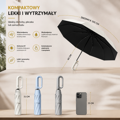 Premiumowy Automatyczny Parasol Składany na Słońce i Deszcz – Kompaktowy i Wiatroodporny