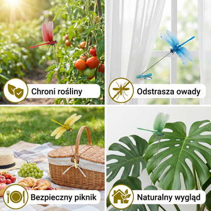Klamry w kształcie ważek – Realistyczna ochrona przed owadami do domu i ogrodu (4 sztuki)