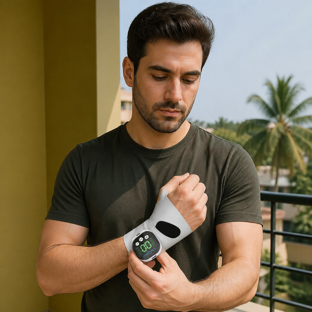Masażer EMS Do Dłoni I Nadgarstków Z 10 Trybami Łagodzenia Bólu