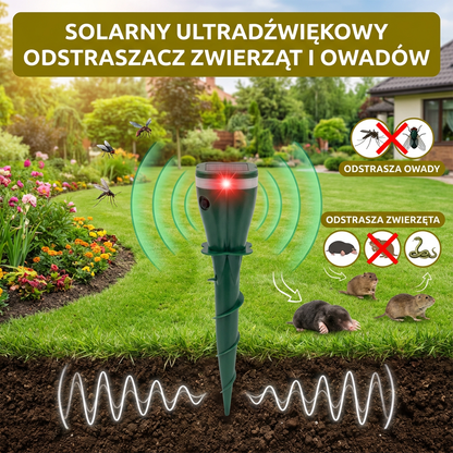 Solarny Ultradźwiękowy Odstraszacz Zwierząt i Owady