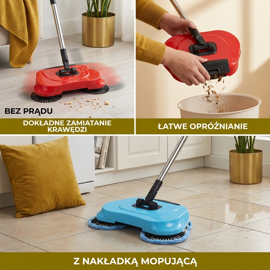 2w1 Miotła Odkurzająca Bez Prądu