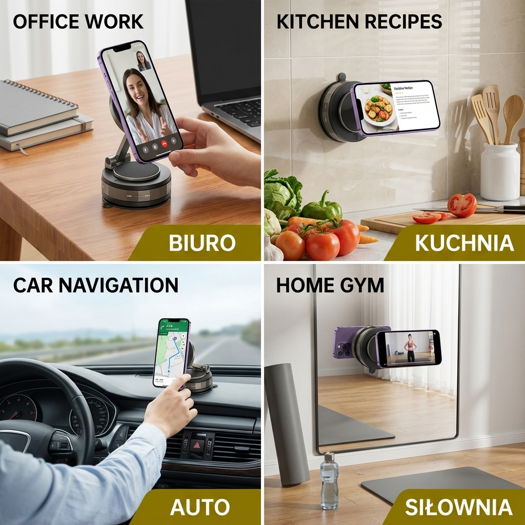 Magnetyczna Przyssawka – Rozciągliwy Uchwyt Telefonu 360° z Zamknięciem Próżniowym
