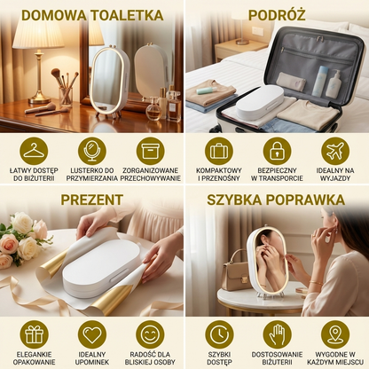 Eleganckie pudełko na biżuterię z lusterkiem