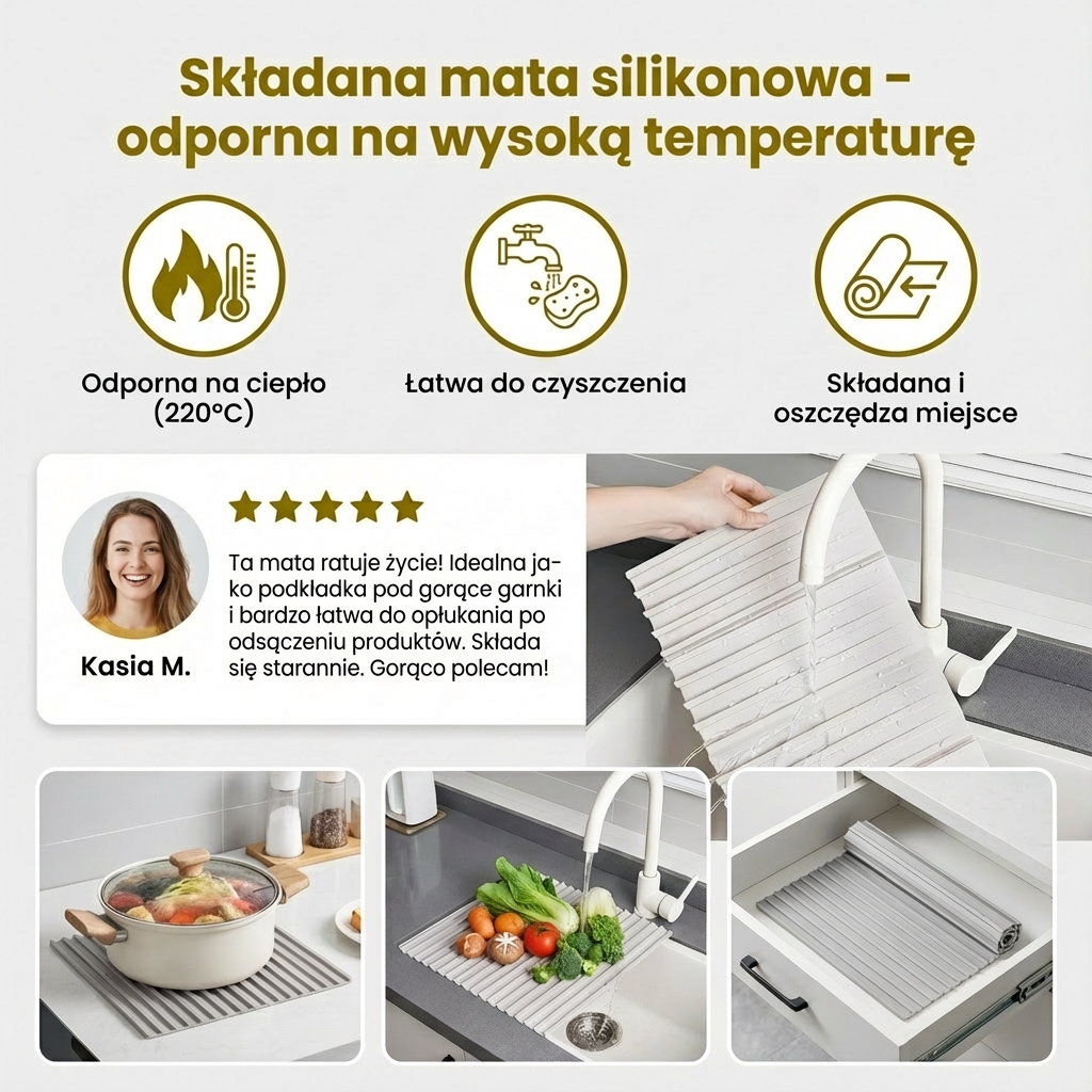 Składana mata silikonowa – odporna na wysoką temperaturę