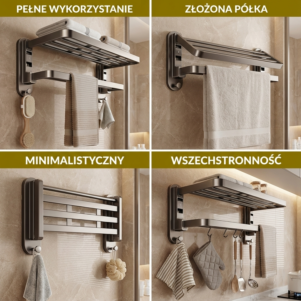 Składany uchwyt na ręczniki z przyssawką