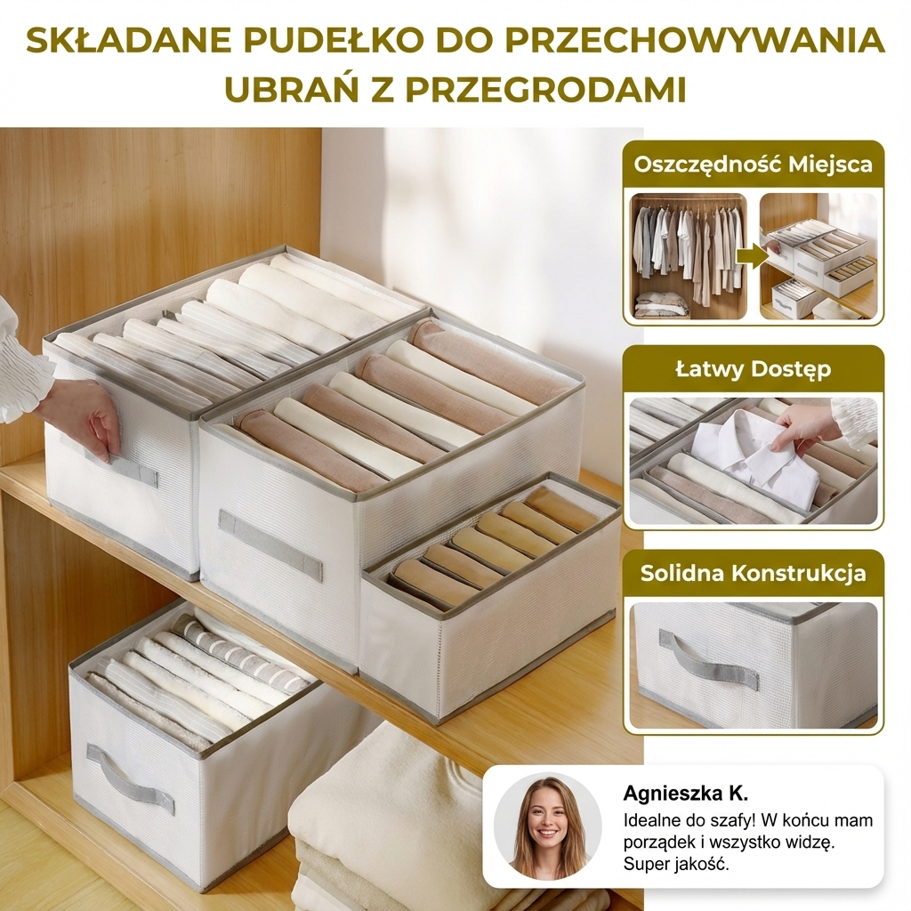 Składane Pudełko Do Przechowywania Ubrań Z Przegrodami