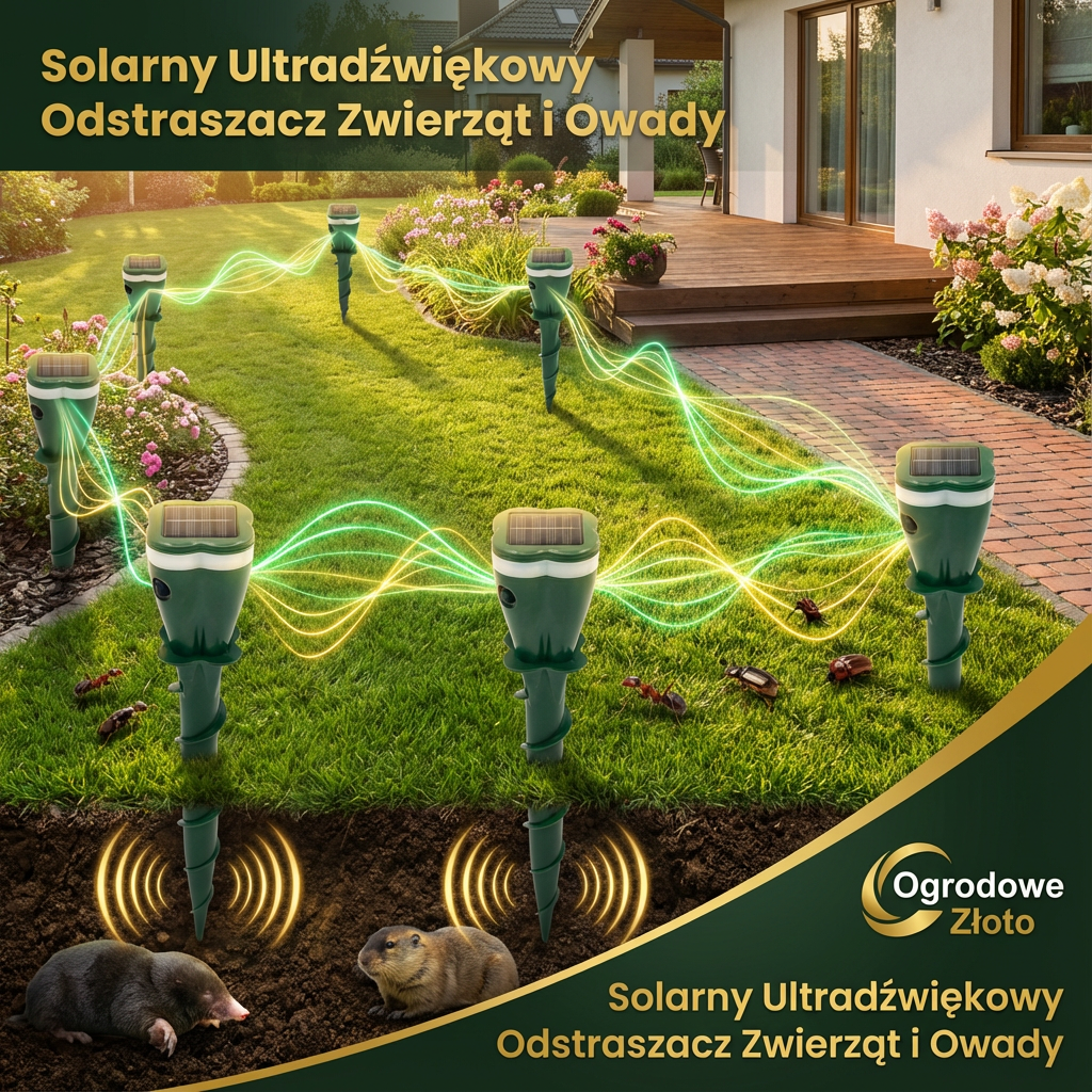 Solarny Ultradźwiękowy Odstraszacz Zwierząt i Owady