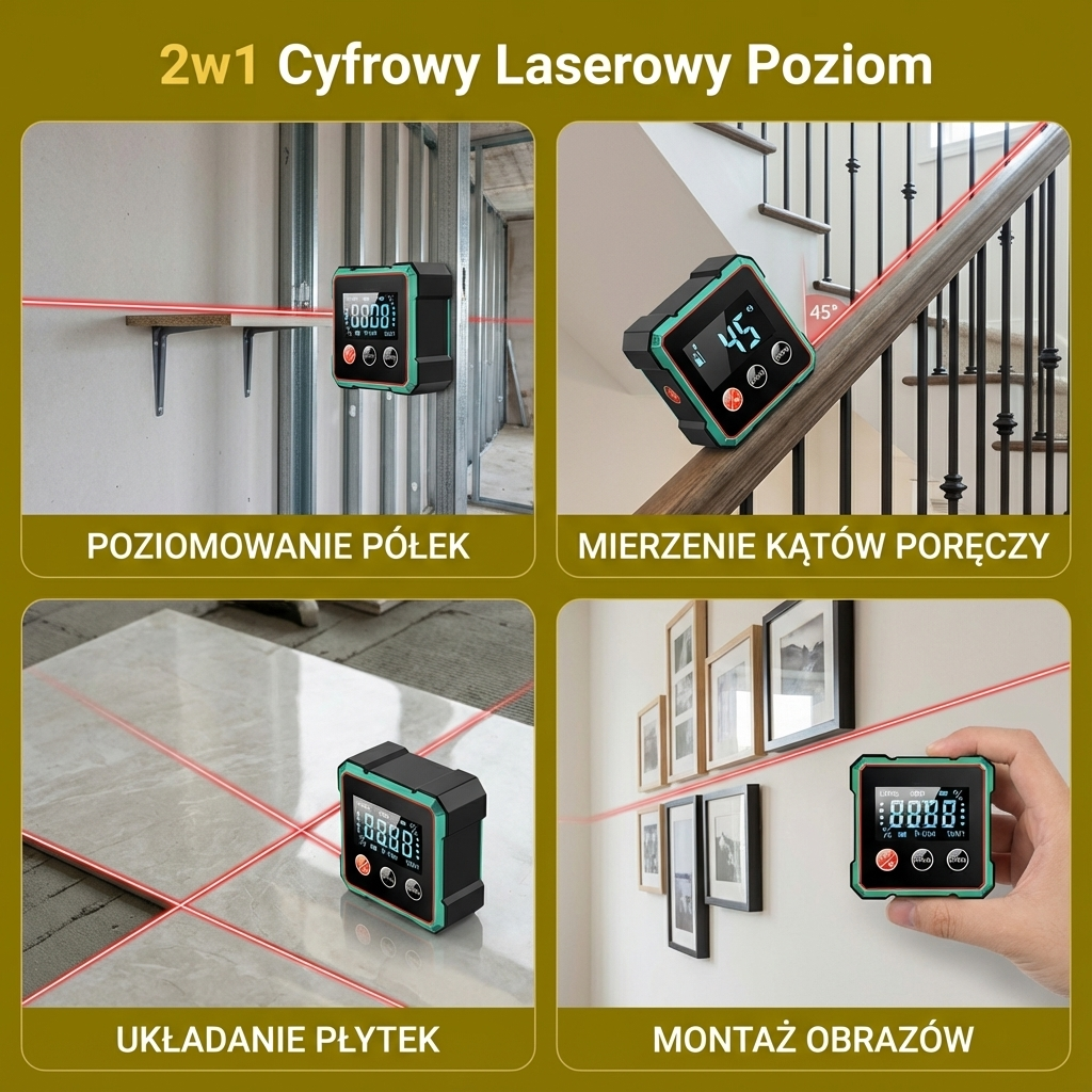 2w1 Cyfrowy Laserowy Poziom