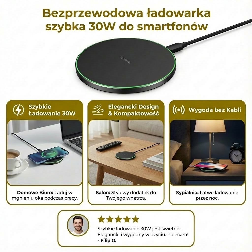 Bezprzewodowa ładowarka szybka 30W do smartfonów