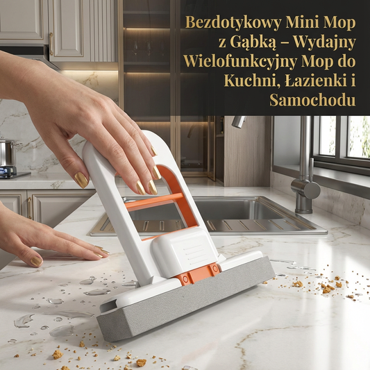 Bezdotykowy Mini Mop z Gąbką – Wydajny Wielofunkcyjny Mop do Kuchni, Łazienki i Samochodu