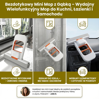 Bezdotykowy Mini Mop z Gąbką – Wydajny Wielofunkcyjny Mop do Kuchni, Łazienki i Samochodu