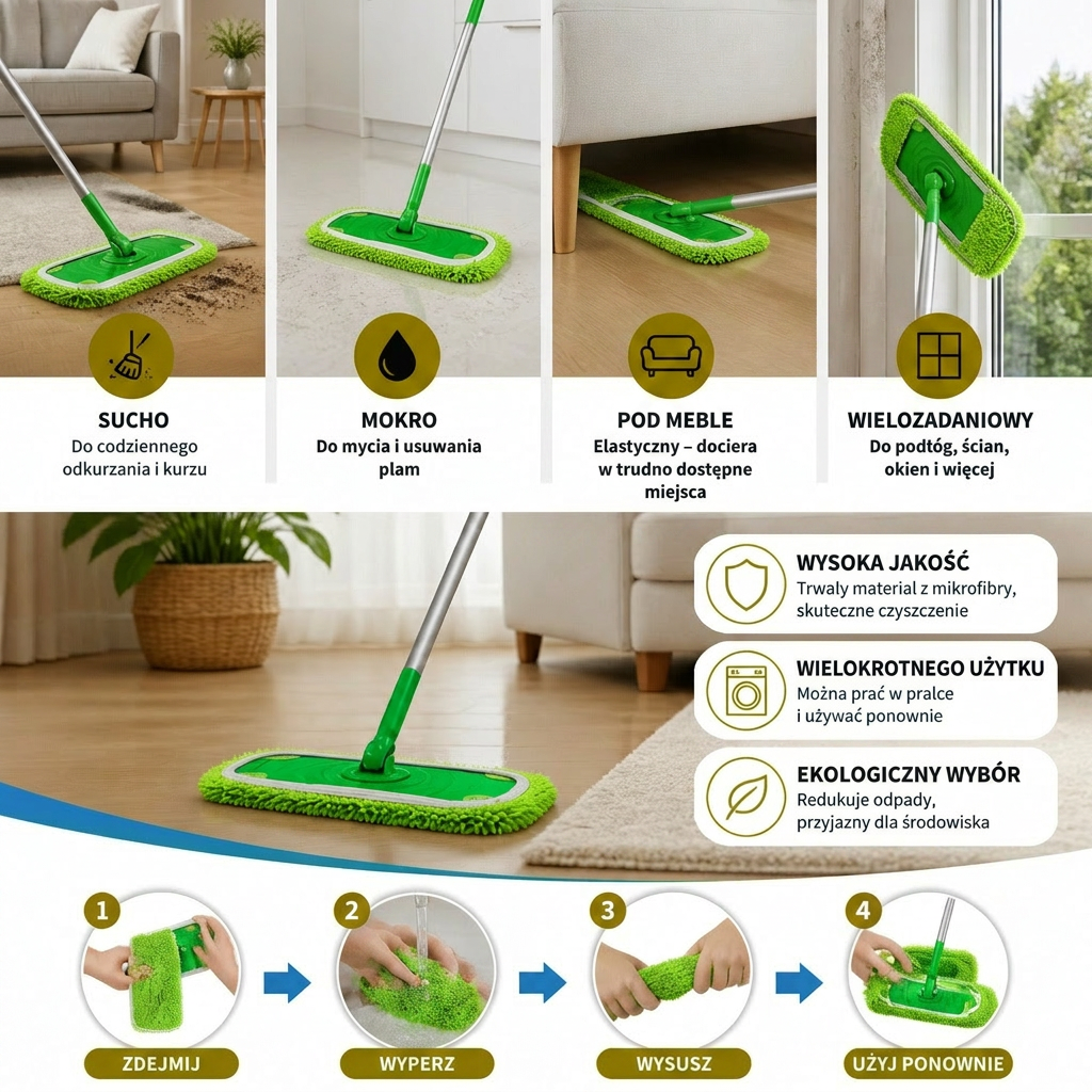 Wielokrotnego Użytku Nakładki Z Mikrofibry Do Mopa Swiffer Sweeper – Zmywalne Wkłady Do Czyszczenia Podłóg Na Mokro I Na Sucho