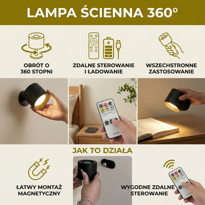 Lampa ścienna 360°
