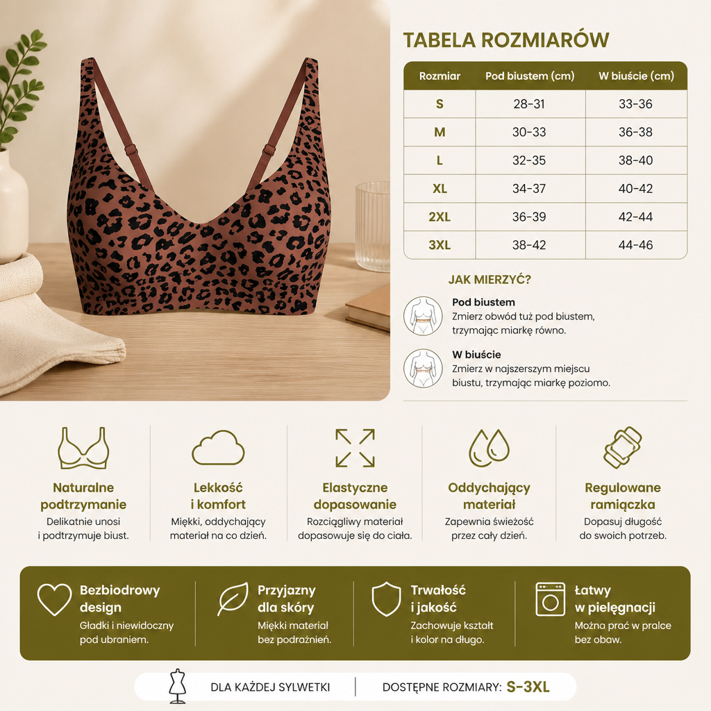 Push-Up Komfortowy Biustonosz – Wspierający, Modelujący i Wygodny do Codziennego Użytku