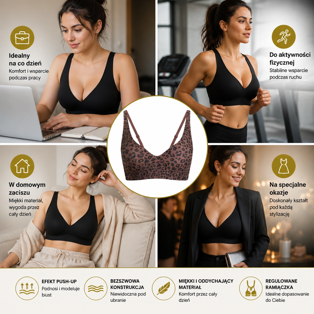 Push-Up Komfortowy Biustonosz – Wspierający, Modelujący i Wygodny do Codziennego Użytku