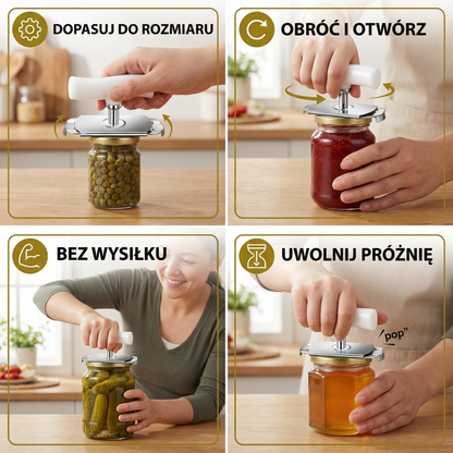 Multifunkcyjny Otwieracz do Puszek i Butelek ze Stali Nierdzewnej – Regulowany i Obracający się