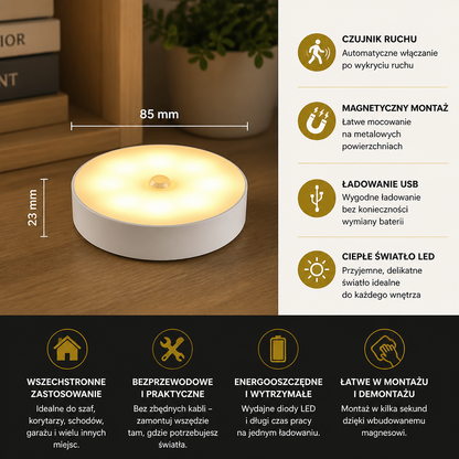 Wielokrotnego Ładowania LED Sensor Light (Zestaw 4 sztuk) – Magnetyczne i Automatyczne do Wszechstronnego Użytku