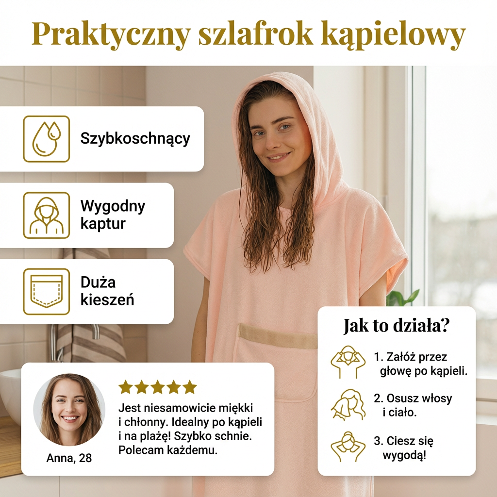 Praktyczny szlafrok kąpielowy
