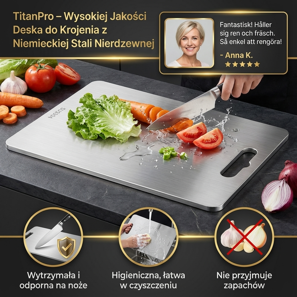 TitanPro – Wysokiej Jakości Deska do Krojenia z Niemieckiej Stali Nierdzewnej