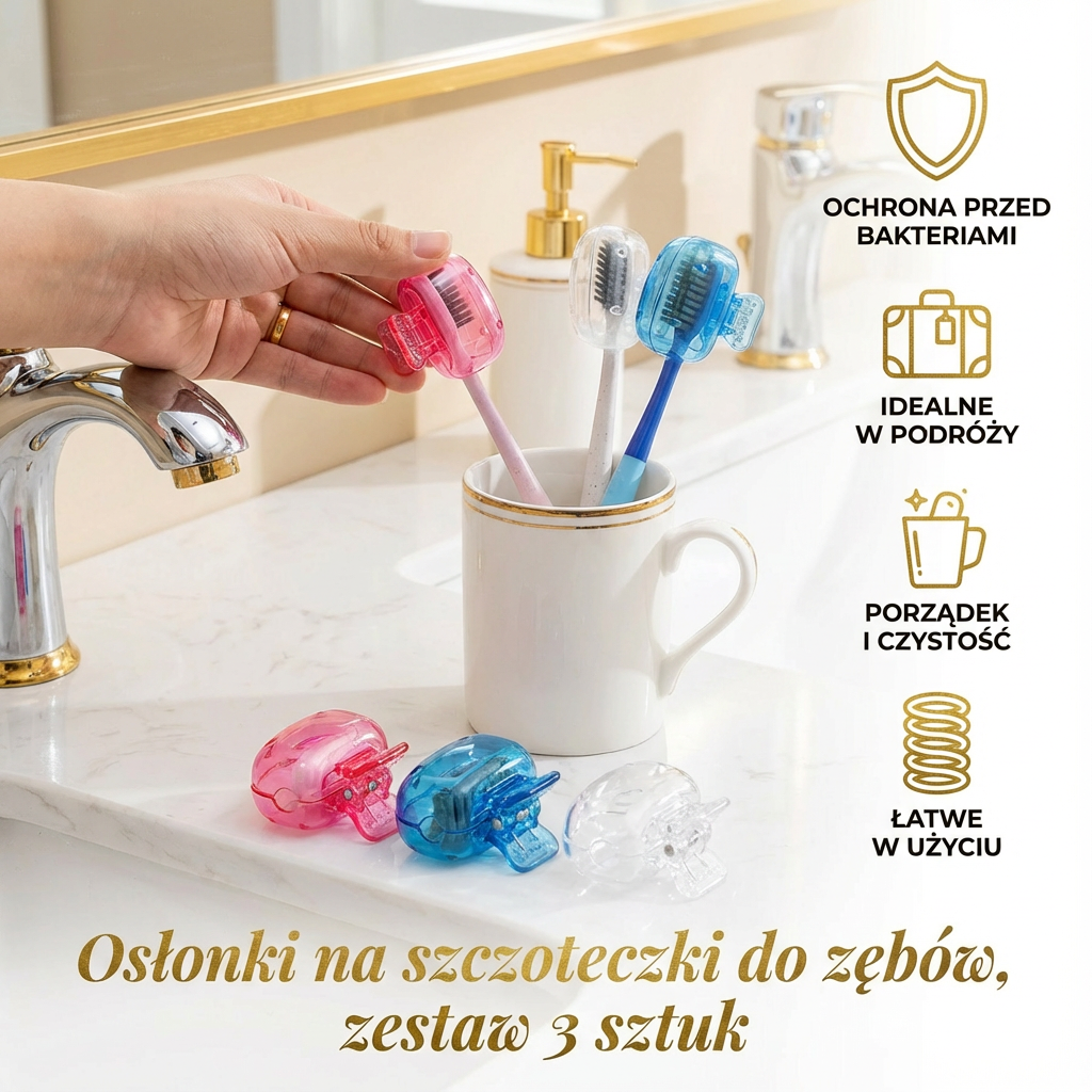 Osłonki na szczoteczki do zębów, zestaw 3 sztuk