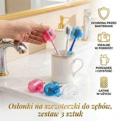 Osłonki na szczoteczki do zębów, zestaw 3 sztuk