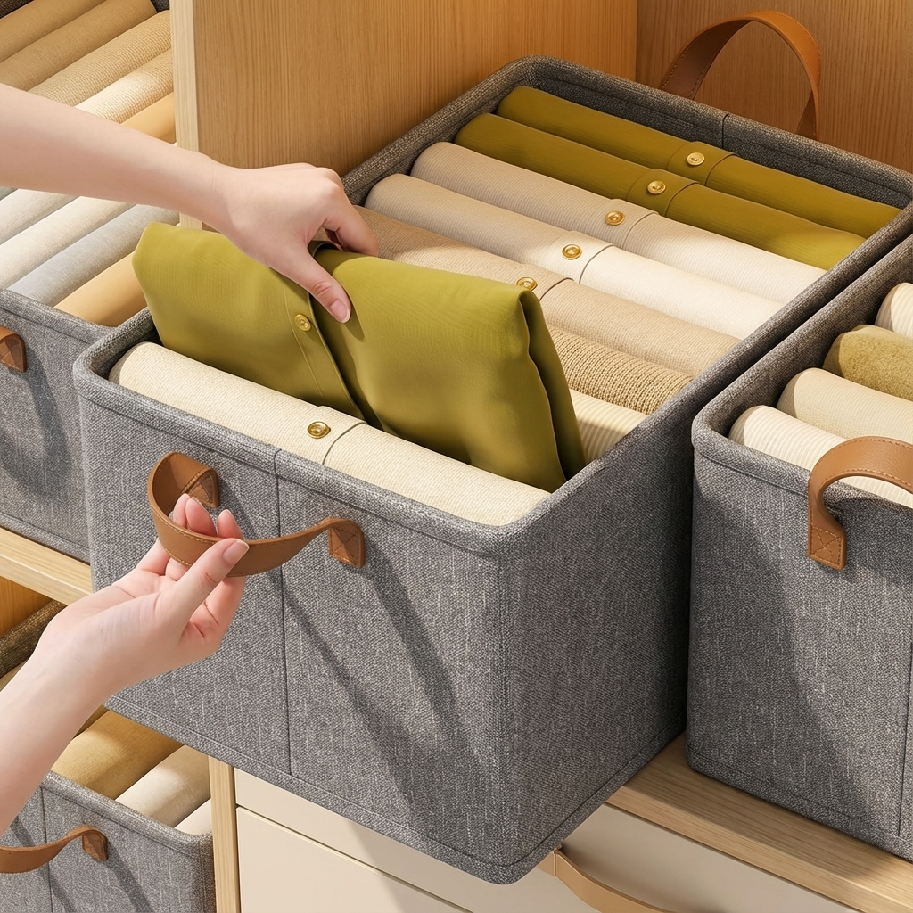 Składane Pudełko do Organizacji Ubrań z Uchwytami