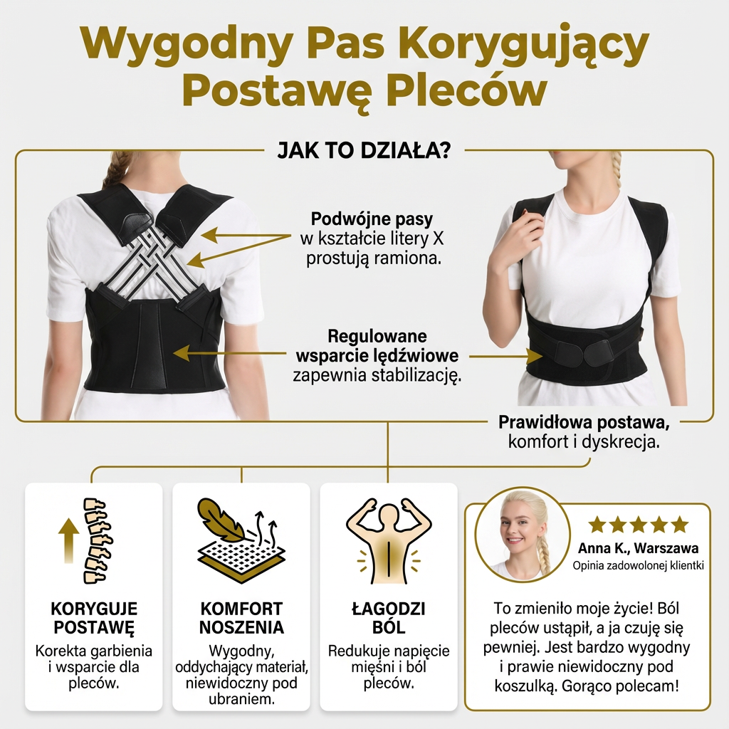 Wygodny Pas Korygujący Postawę Pleców
