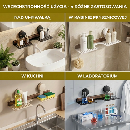 Półka Umywalkowa z Przyssawką do Łazienki w Stylu Orzechowym