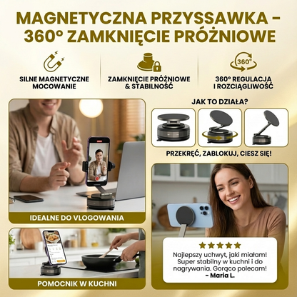 Magnetyczna Przyssawka – Rozciągliwy Uchwyt Telefonu 360° z Zamknięciem Próżniowym