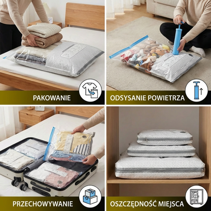 Zestaw próżniowych worków podróżnych z pompką elektryczną wielokrotnego ładowania