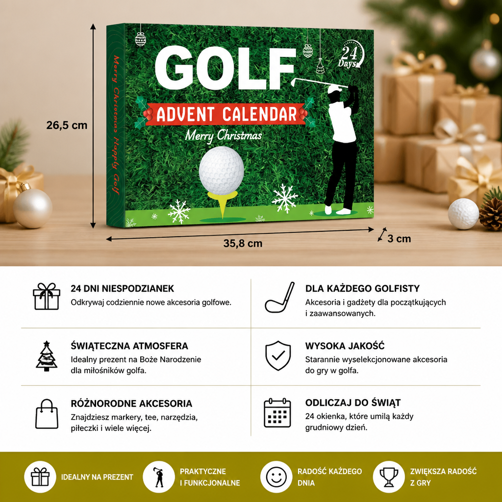 Kalendar adwentowy dla golfistów 2026 – 24 dni akcesoriów golfowych i niespodzianek