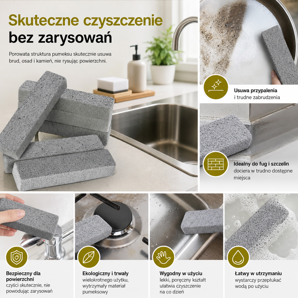 Wielorazowe Pumeksowe Gąbki do Szorowania do Usuwania Trudnych Zabrudzeń w Domu i Kuchni