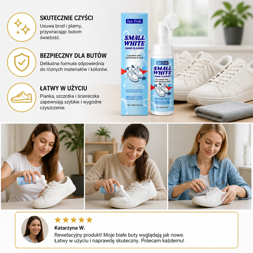 Bezwodny zestaw do czyszczenia sneakersów i butów z pianką, szczotką i ściereczką