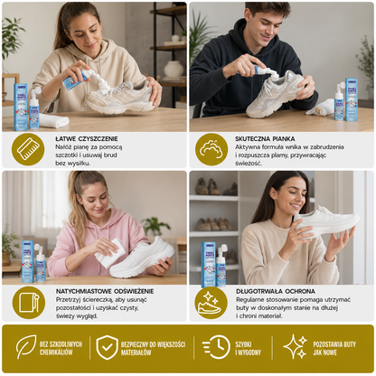 Bezwodny zestaw do czyszczenia sneakersów i butów z pianką, szczotką i ściereczką
