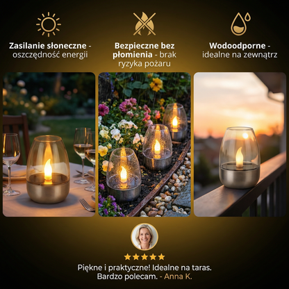 LED Solarna Świeca – Bez Płomieni i Wodoodporna do Użytku Zewnętrznego