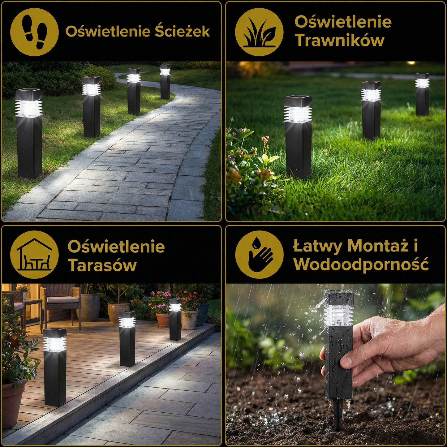 Solarowe lampy LED do podłoża – Wodoodporne oświetlenie ogrodowe na ścieżki, trawniki i tarasy