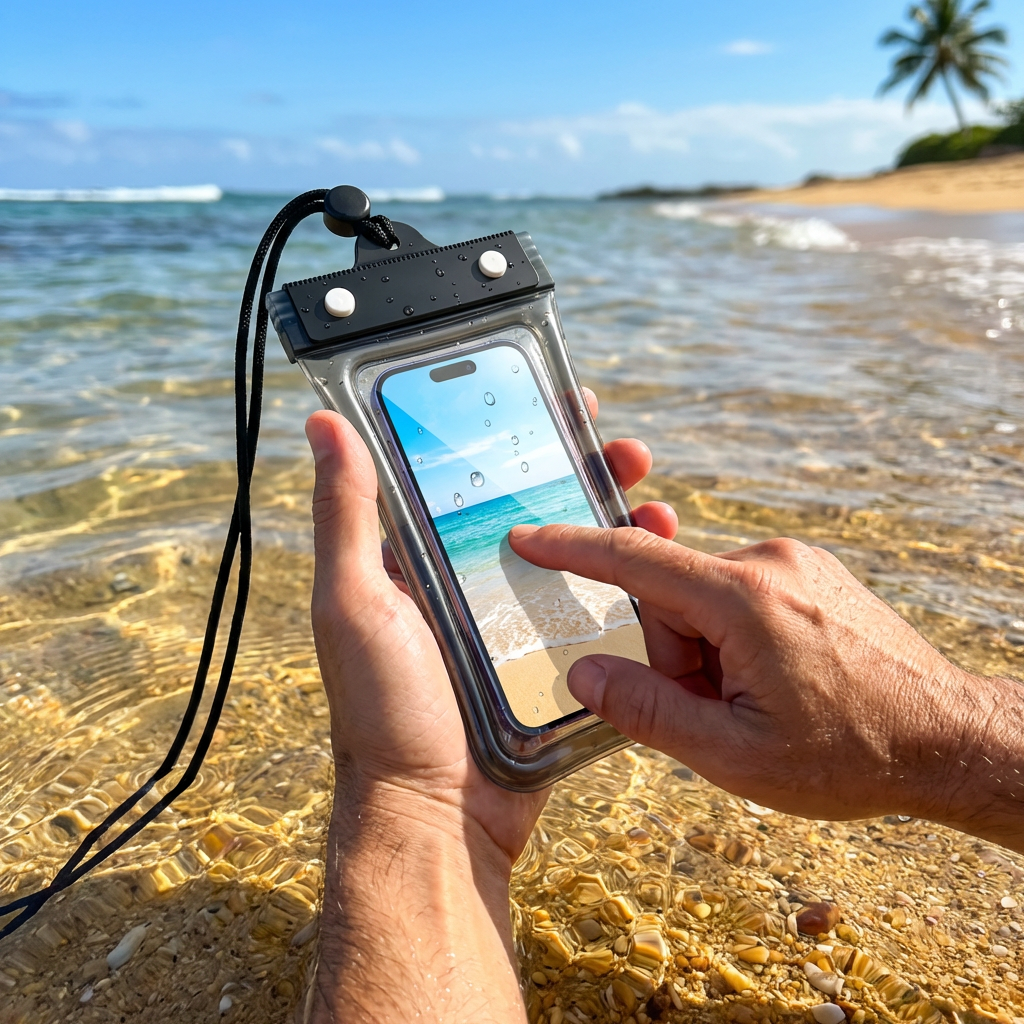 Wodoszczelna Obudowa na Telefon – Przezroczysta Torba na Ekran Dotykowy z Sznurkiem na Ramię do Plaży, Pływania i Nurkowania