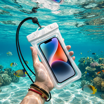 Wodoszczelna Obudowa na Telefon – Przezroczysta Torba na Ekran Dotykowy z Sznurkiem na Ramię do Plaży, Pływania i Nurkowania
