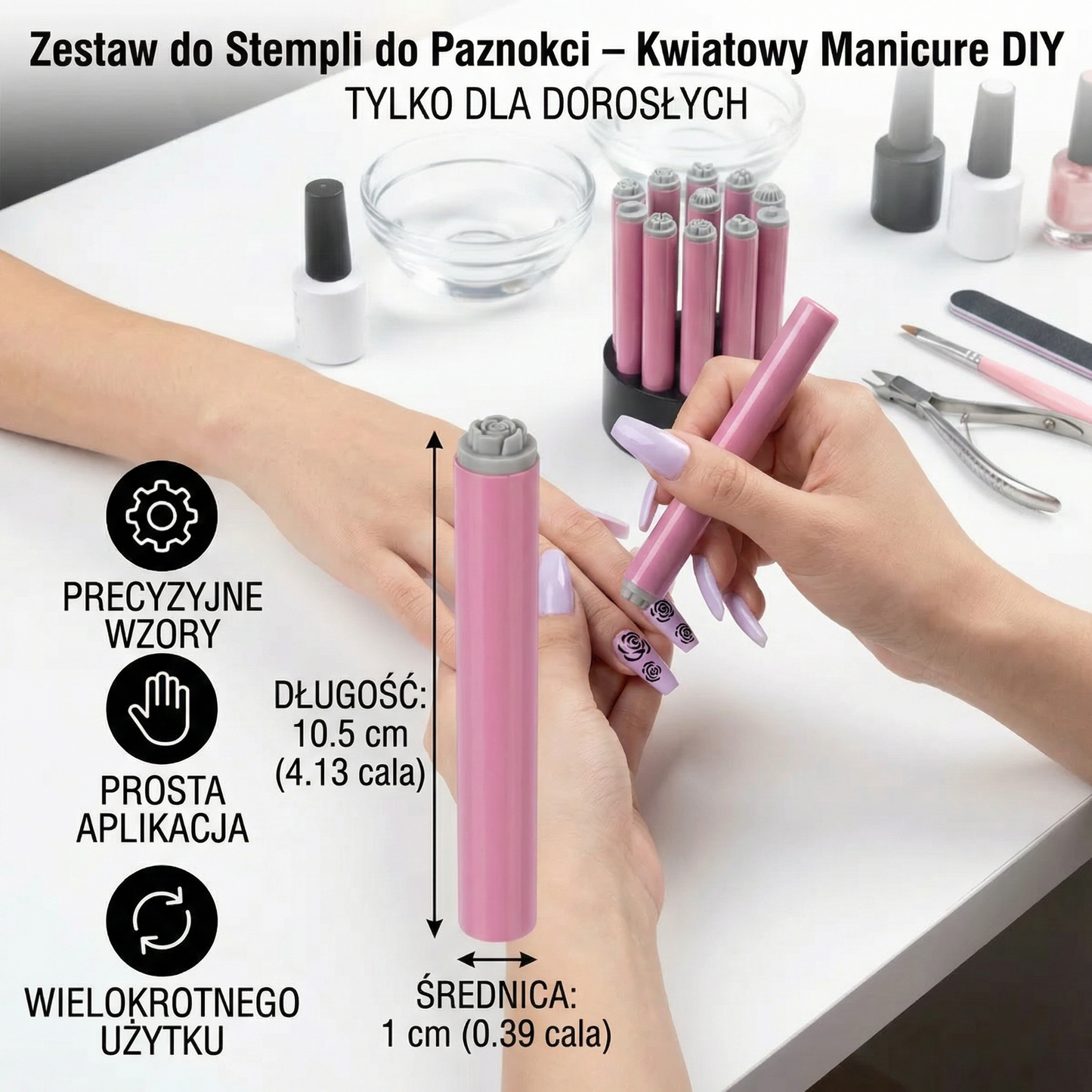 Zestaw do Stempli do Paznokci – Kwiatowy Manicure DIY