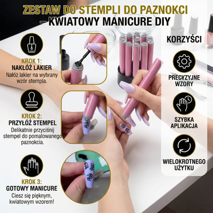 Zestaw do Stempli do Paznokci – Kwiatowy Manicure DIY