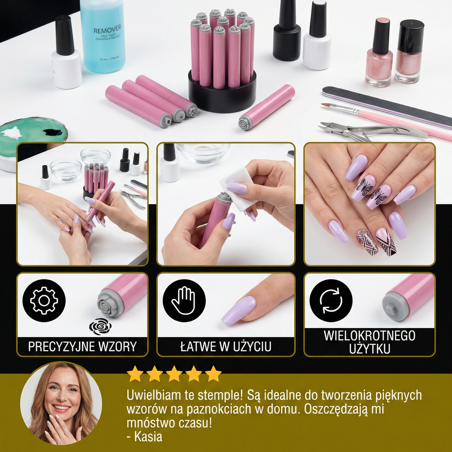 Zestaw do Stempli do Paznokci – Kwiatowy Manicure DIY