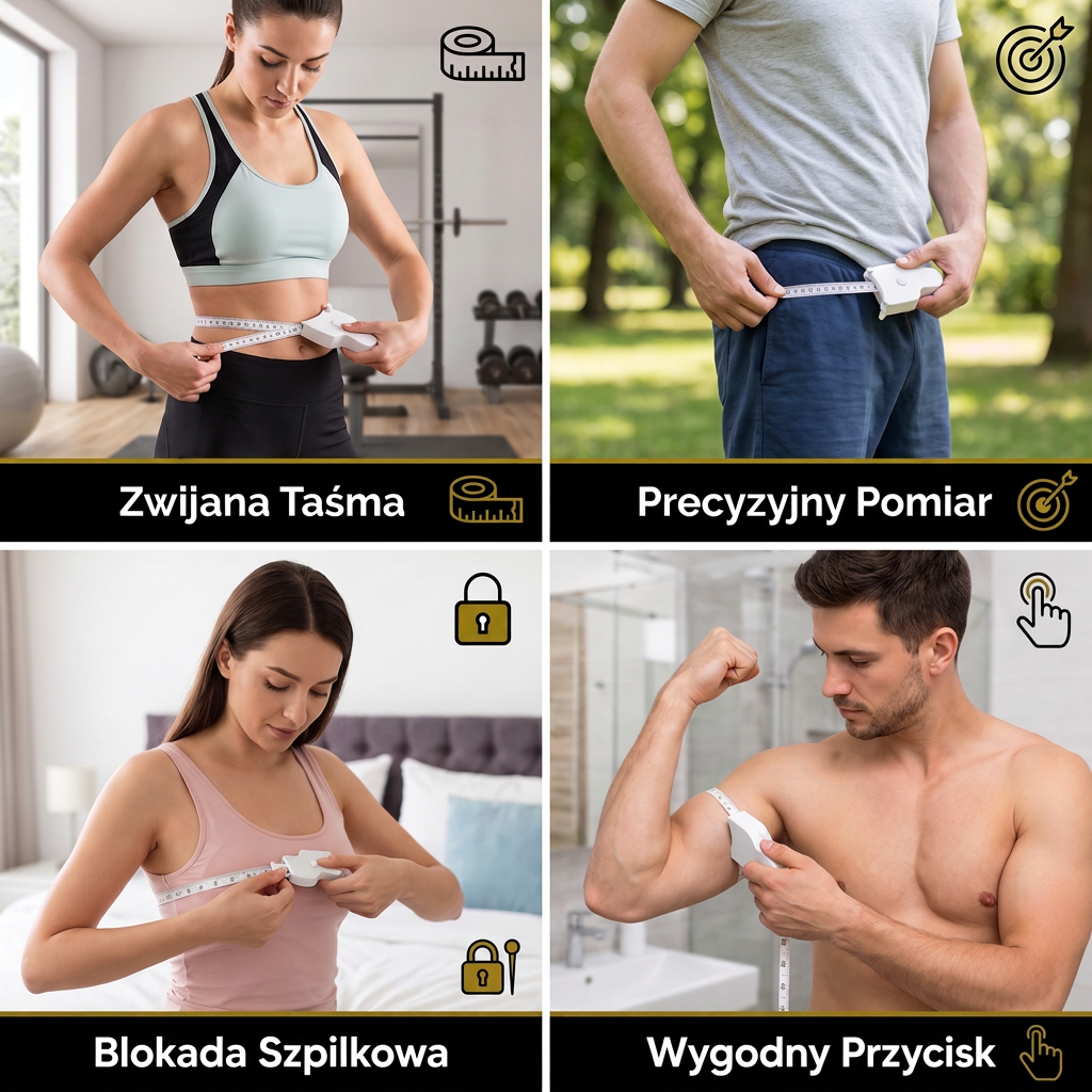 Zwijana Taśma do Pomiaru Ciała 3D do Talii, Bioder, Biustu i Ramion