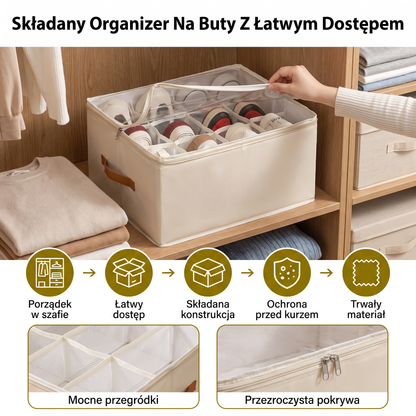 Składany Organizer Na Buty Z Łatwym Dostępem Do Przechowywania W Szafie