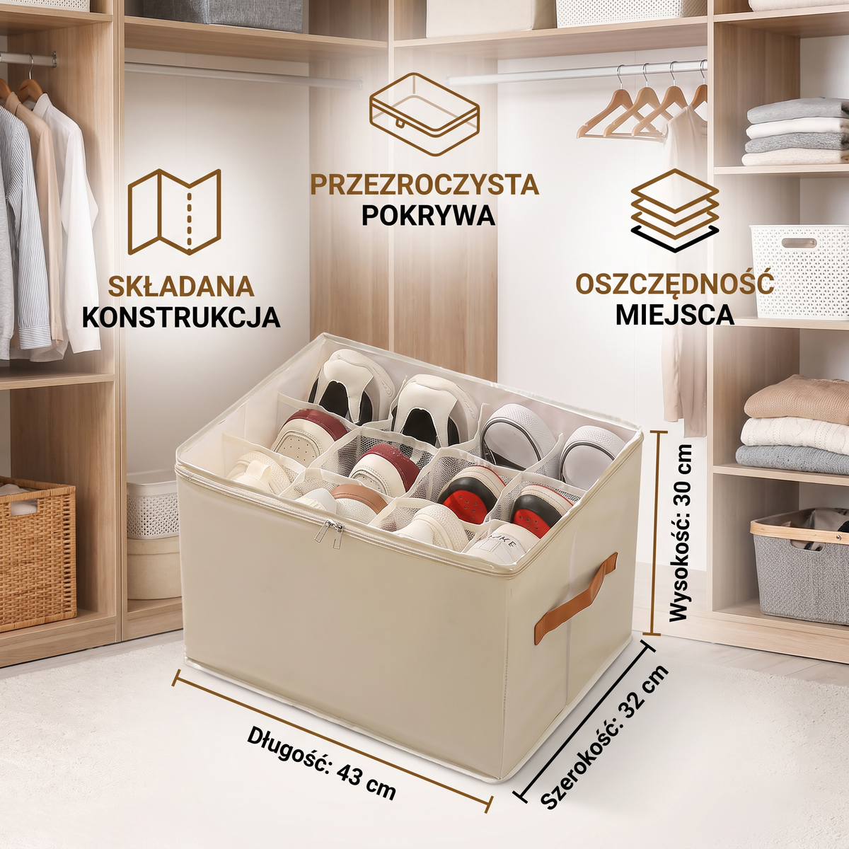 Składany Organizer Na Buty Z Łatwym Dostępem Do Przechowywania W Szafie