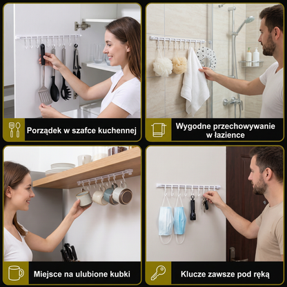 Samoprzylepna listwa hakowa do kuchni i łazienki - Silne trzymanie bez wiercenia (2 szt.)