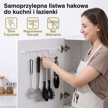 Samoprzylepna listwa hakowa do kuchni i łazienki - Silne trzymanie bez wiercenia (2 szt.)