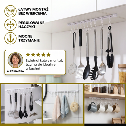 Samoprzylepna listwa hakowa do kuchni i łazienki - Silne trzymanie bez wiercenia (2 szt.)